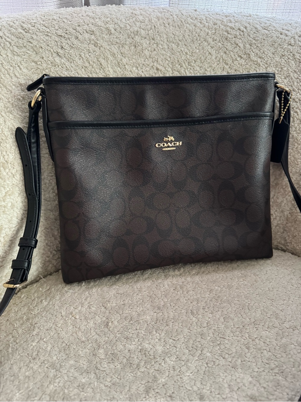 Coach F58297 Signature File Crossbody Bag Brown Black - Picture 2 of 7